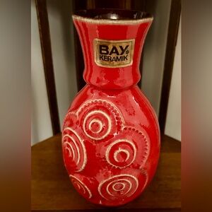 Bay Keramik Red Swirl Vase 6.75 “ 
West Germany MCM Pottery Vintage